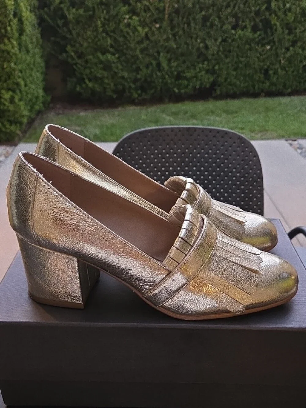 Steve Madden Gold Metallic Fringe Loafers